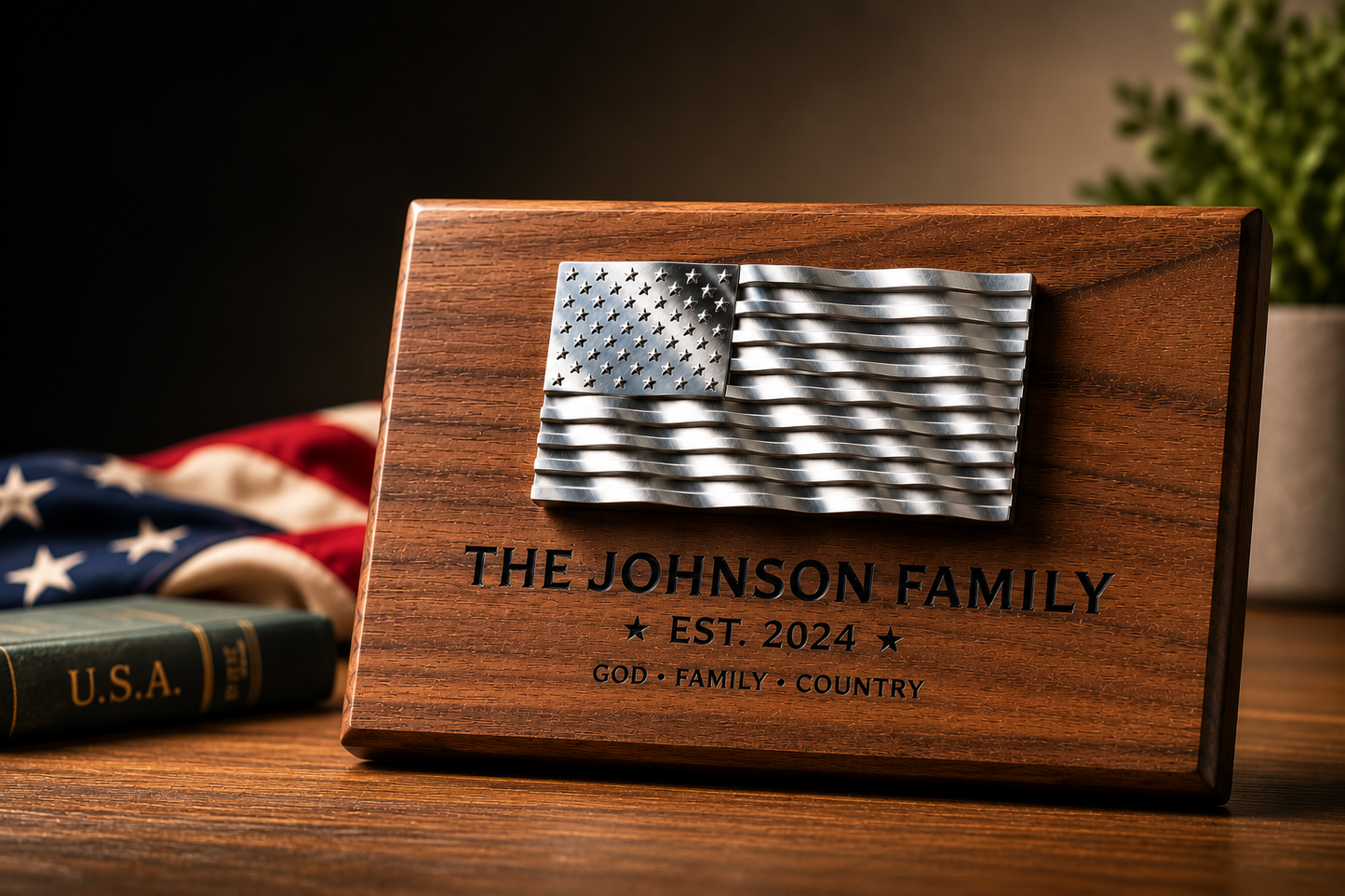 Custom CNC Machined Aluminum American Flag – Personalized Metal Wall Art
